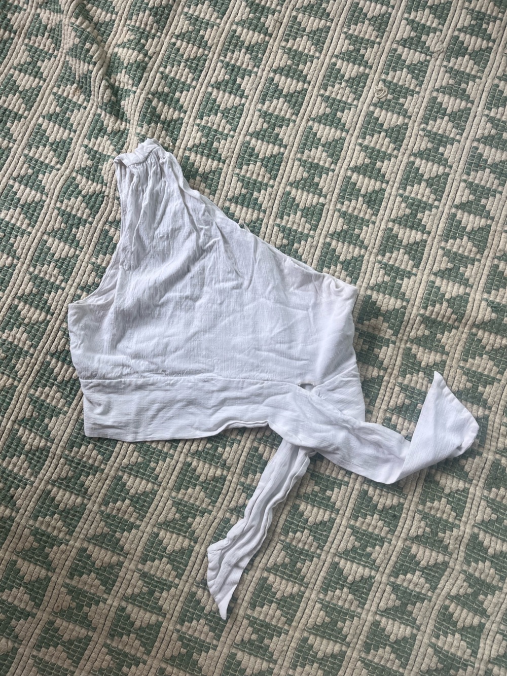 Free People White One-Shoulder Tie-Front Top